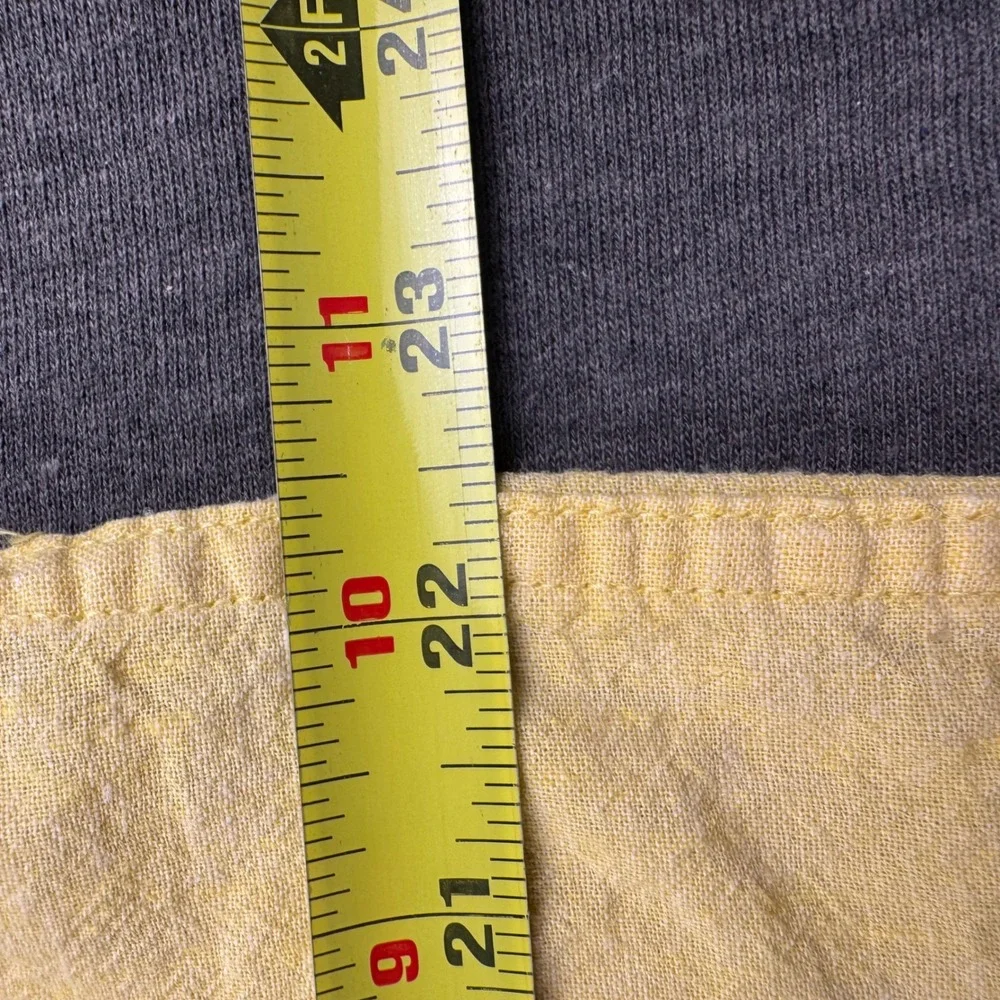 Old Navy Mens Everyday Shirt‎ Regular Fit Linen Blend Short Sleeve Yellow Large